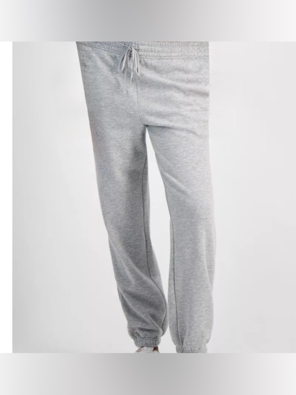 Madden Girl Grey Rhinestone Studded  Fleece Jogger Pants  S XL